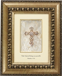 Matthew 19:26 Shimmering Faith Crosses Gold frame Tabletop Christian Verses - 8x 10