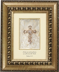 Joshua 24:15 Shimmering Faith Crosses Gold frame Tabletop Christian Verses - 8x 10