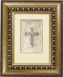 Gold Cross Shimmering Faith Crosses frame Tabletop Christian Verses - 8x 10