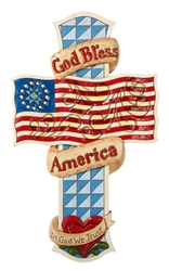 God Bless America Wall Cross - 12" H