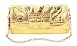 Melie Bianco Python Fold Over Clutch S8-13 Gold