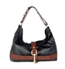 Melie Bianco W8-240 Black Belted Hobo Bag With Clasp