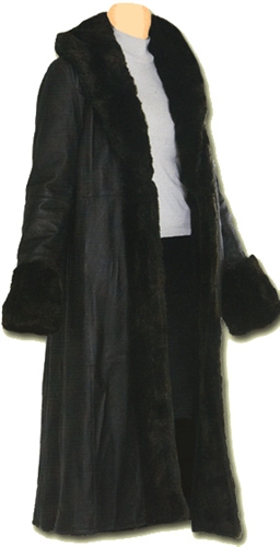 Reversible Faux Fur Leather Coat - (Style F3182)