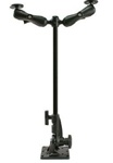 Universal Drill Down Pivot Base with 24 Inch Post and Two Double Ball Socket Arms for Electronic Devices