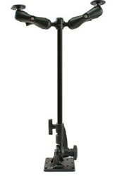 Universal Drill Down Pivot Base with 24 Inch Post and Two Double Ball Socket Arms for Electronic Devices