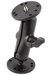 2.5 Inch Round Base with STANDARD Sized Length Arm and 2.5 Inch Dia. Plate with 1/4"-20 Male Aluminum Camera Stud