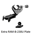 Aviation Yoke "C" Clamp Base (Accommodates 0.625" to 1.25" Rail Diameter) with Standard Sized Arm and TWO Universal Diamond Plates with 1.0 Inch Dia. Rubber Ball