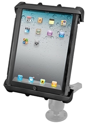 2.5 Inch Diameter Base and Standard Sized Arm with RAM-HOL-TAB8U Universal Cradle for 10" Screen Tablets WITH or WITHOUT Large Heavy Duty Case/Cover/Skin Including: Apple iPads