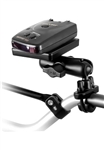 Handlebar Mount with Zinc U-Bolt (Fits .5 to 1.25 Dia. Handlebar Rail) with Standard Sized Arm and RAP-300-1U Universal Power Plate III Electronics Holder - Radar Detector