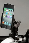 Handlebar Mount with Zinc U-Bolt (Fits .5 to 1.25 Dia.), Standard Sized Length Arm and Apple RAM-HOL-AP10U Holder (iPod Touch 4th Gen WITHOUT Case or Cover)