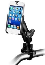 Handlebar Mount with Zinc U-Bolt (Fits .5 to 1.25 Dia.), Standard Sized Length Arm and RAM-HOL-AP11U Apple iPhone 5 Cradle (Fits iPhone 5/5S WITHOUT Case or Cover)