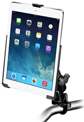 Handlebar Mount with Zinc U-Bolt (Fits .5 to 1.25 Dia.), Standard Sized Length Arm and RAM-HOL-AP17U Holder for Apple iPad Air (1st Gen) WITHOUT Case or Cover
