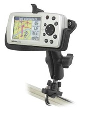 Handlebar Mount with Zinc U-Bolt (Fits .5 to 1.25 Dia.), Standard Sized Length Arm & Garmin RAM-HOL-GA15U Holder (Selected Quest and Quest 2 Series)