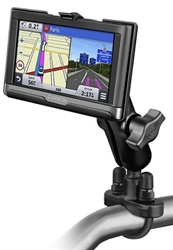 Handlebar Mount with Zinc U-Bolt (Fits .5 to 1.25 Dia.), Standard Sized Length Arm & Garmin RAM-HOL-GA58U Holder (Selected nuvi 2457, 2497 LMT Series)