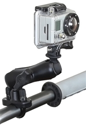 Handlebar Mount with Zinc U-Bolt (Fits .5 to 1.25 Dia.), STANDARD Sized Length Arm & RAP-B-202U-GOP1 GoPro Adapter Plate