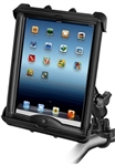 Handlebar Mount with Zinc U-Bolt (Fits .5 to 1.25 Dia.), Standard Sized Length Arm & RAM-HOL-TAB17U Holder for Apple iPad with LifeProof & Lifedge Cases (Fits Other Tablets Within Range: Height 8.75-10.75", Width to 8.25", Depth to 1.1")