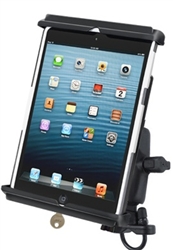 Handlebar Mount with Zinc U-Bolt (Fits .5 to 1.25 Dia.), Standard Sized Length Arm & RAM-HOL-TABL12U LOCKING Holder for Apple iPad mini: Fits Devices Within the Following Dimensions: Height 6.55" to 9.8", Max Width 5.68", Depth .125 to 1.0"