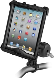 Handlebar Mount with Zinc U-Bolt (Fits .5 to 1.25 Dia.), LOCKING Standard Sized Length Arm & LOCKING RAM-HOL-TABL17U Holder for Apple iPad with LifeProof & Lifedge Cases (Fits Other Tablets Within Range: Height 8.75-10.75", Width to 8.25", Depth to 1.1")