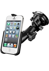 Single 3.25" Dia. Suction Cup Base with Twist Lock, Aluminum Standard Length Sized Arm and RAM-HOL-AP11U Apple iPhone 5 Holder (Fits iPhone 5/5S WITHOUT Case or Cover)