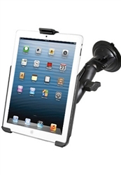Single 3.25" Dia. Suction Cup Base with Twist Lock, Aluminum Standard Length Sized Arm and RAM-HOL-AP14U Holder for Apple iPad Mini 1st Gen & iPad Mini 3 WITHOUT Case or Cover