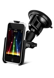 Single 3.25" Dia. Suction Cup Base with Twist Lock, Aluminum Standard Length Sized Arm and Apple RAM-HOL-AP7U Holder (iPod Touch 2nd & 3rd Gen WITHOUT Case or Cover)