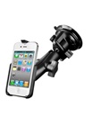 Single 3.25" Dia. Suction Cup Base with Twist Lock, Aluminum Standard Length Sized Arm and RAM-HOL-AP9U Apple iPhone 4 Holder (4th Gen/4S WITHOUT Case or Cover)