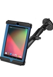 Single 3.25" Dia. Suction Cup Base with Twist Lock, LONG Length Sized Arm & RAM-HOL-TAB16U Holder for Google Nexus 7 WITH THICK Case (Fits Other Tablets Within Range: Height 7.12-8.875", Width to 5.05", Depth to .82")