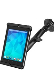 Single 3.25" Dia. Suction Cup Base with Twist Lock, LONG Length Sized Arm & RAM-HOL-TAB18U Holder for Google Nexus 7 with or without THIN Case (Fits Other Tablets Within Range: Height 7-8.875", Width to 4.7", Depth to .43")