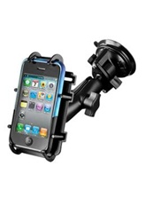 Single 3.25" Dia. Suctio n Cup Base with Twist Lock, Aluminum Standard Length Sized Arm and RAM-HOL-PD3U Universal Top Clamping Cradle (Fits Device Width 2.25" to 3.5" Including Most Smartphones with Cover/Case iPhone, Droid, etc.)