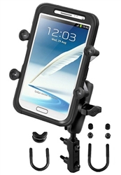 Brake/Clutch Assembly Mount or U-Bolt Handlebar Mount with Standard Sized Arm and RAM-HOL-UN10BU  Large X-Grip Phone Holder (Fits Device Width 1.75" to 4.5")