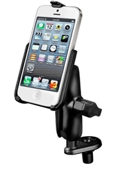 Motorcycle Fork Stem Mount with Standard Sized Length Arm and RAM-HOL-AP11U Apple iPhone 5 Holder (Fits iPhone 5/5S WITHOUT Case or Cover)