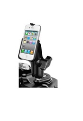 Motorcycle Fork Stem Mount with Standard Sized Length Arm and RAM-HOL-AP9U Apple iPhone 4 Holder (4th Gen/4S WITHOUT Case or Cover)