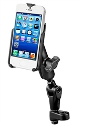 Motorcycle Twist and Tilt Mirror Base, Standard Sized Length Arm and Apple RAM-HOL-AP11U iPhone 5 Holder (Fits iPhone 5/5S WITHOUT Case, Cover or Skin)