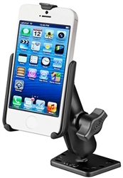 Motorcycle Reservoir Cover with Standard Sized Length Arm with and Apple RAM-HOL-AP11U iPhone 5 Holder (Fits iPhone 5/5S WITHOUT Case, Cover or Skin)