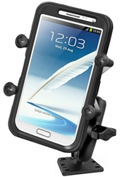 Motorcycle Reservoir Cover Base with Center Ball and Standard Sized Length Arm with RAM-HOL-UN10BU  Large X-Grip Phone Holder (Fits Device Width 1.75" to 4.5")