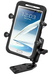 Motorcycle Reservoir Cover with Offset Ball and Standard Sized Length Arm with RAM-HOL-UN10BU  Large X-Grip Phone Holder (Fits Device Width 1.75" to 4.5")