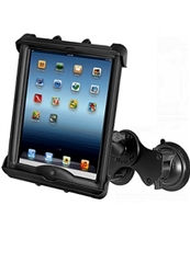 Dual 3.25" Dia. Suction Cup Base with Twist Lock, Standard Length Sized Arm & RAM-HOL-TAB17U Holder for Apple iPad with LifeProof & Lifedge Cases (Fits Other Tablets Within Range: Height 8.75-10.75", Width to 8.25", Depth to 1.1")