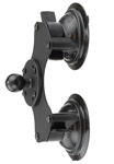 Dual 3.25" Dia. Suction Cup Base with Twist Lock and Curved METAL Plate (Heavy Duty) with 1" Diameter Ball