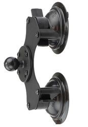 Dual 3.25" Dia. Suction Cup Base with Twist Lock and Curved METAL Plate (Heavy Duty) with 1" Diameter Ball