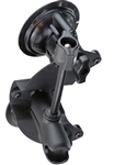 Dual 3.25" Dia. ARTICULATING Suction Cup Base with Twist Lock for Curved Surfaces, Standard Sized Arm with Long Retention Knob