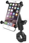 RAM Torque Handlebar/Rail Base (Fits 1 1/8" to 1 1/2" Diameter) with 1" Ball, Medium/Standard Sized Arm & RAM-HOL-UN10BU  Large X-Grip Phone Holder (Fits Device Width 1.75" to 4.5")