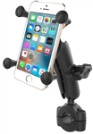 RAM Torque Handlebar/Rail Base (Fits 3/4" to 1" Diameter) with 1" Ball,  Medium/Standard Sized Length Arm & RAM-HOL-UN7BU Universal X Grip Holder for Phones (Fits Device Width 1.875" to 3.25")