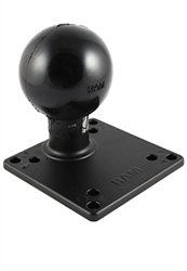 4.75 Inch Square VESA 4x75/100mm Compatible Plate with STEEL Post and 3.38 Inch Dia. Rubber Ball