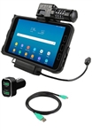 RAM Locking Power & Data Cradle for Samsung Tab Active2 with USB Cigarette Charger