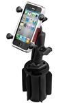 RAM-A-Can Cup Holder Mount with RAM-HOL-UN7BU Universal X Grip Spring Loaded Holder (Fits Device Width 1.875" to 3.25")