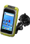 2.75" Dia. Suction Cup Base with Twist Lock, Composite Arm and LARGE RAM-HOL-AQ7-2CU Aqua Box Pro 20 Waterproof Smartphone Holder