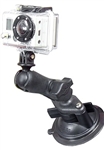 Single 3.25" Dia. Suction Cup Base with Twist Lock, COMPOSITE Standard Length Sized Arm with RAP-B-202U-GOP1 Go Pro Adapter