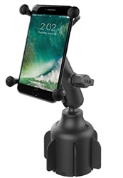 RAM Stubby Cup Holder Base with Composite Standard/Medium Sized Arm & RAM-HOL-UN10BU Large X-Grip Phone Holder (Fits Device Width 1.75" to 4.5")