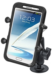 2.5 Inch Adhesive Base with Composite Standard Sized Arm and RAM-HOL-UN10BU Large X-Grip Phone Holder (Fits Device Width 1.75" to 4.5")