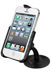 Universal 2.5 Inch Adhesive Base with RAM-HOL-AP11U Apple iPhone 5 Holder (Fits iPhone 5/5S WITHOUT Case or Cover)